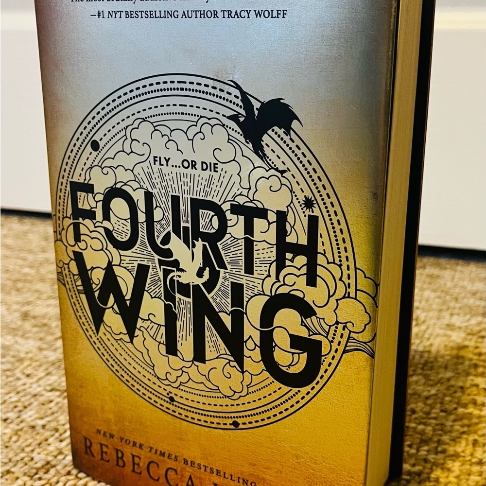 Fourth Wing Hardback - Elegant Gold and Black